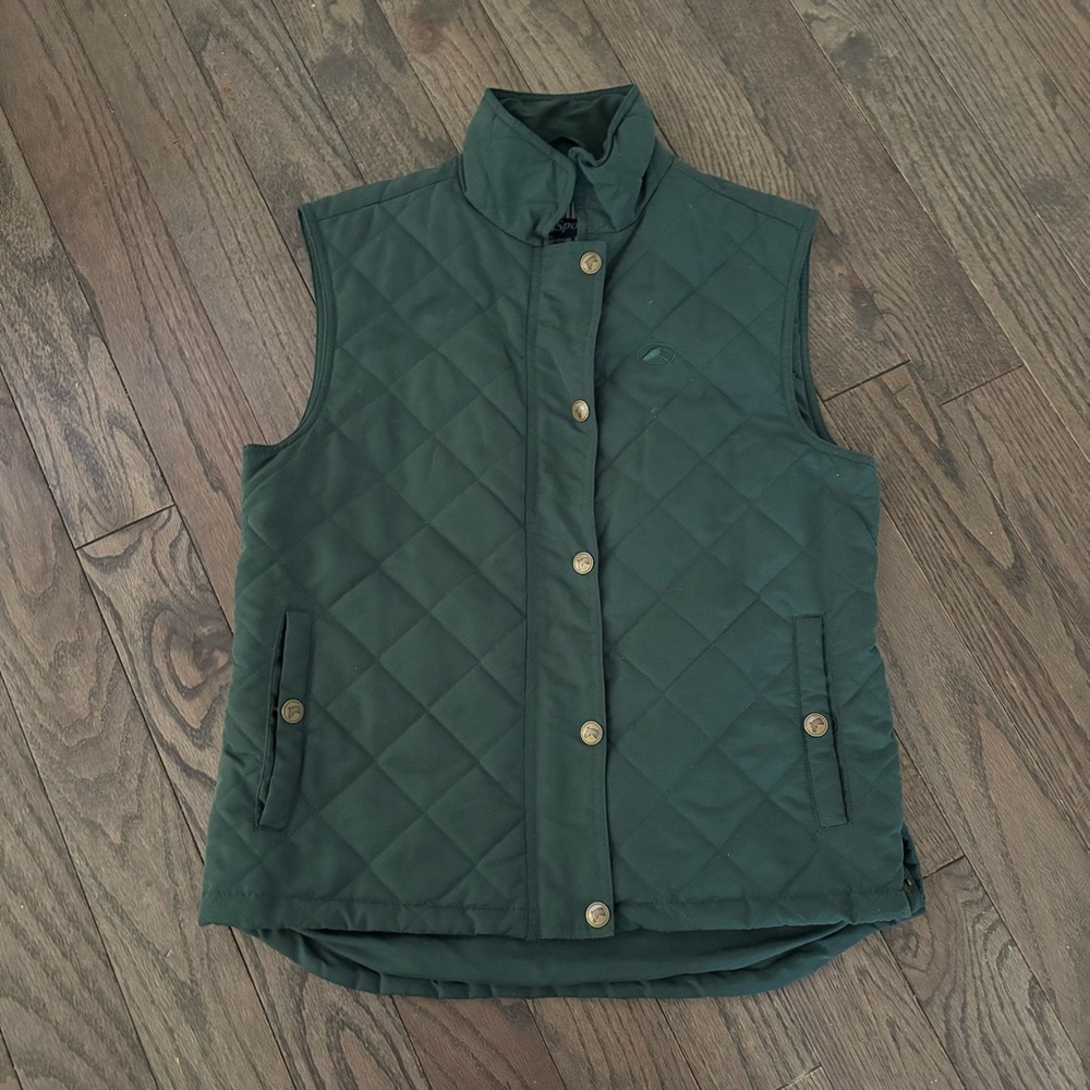 Riding Sport Quilted Vest Green Equestrian Sleeveless Jacket Women’s Large